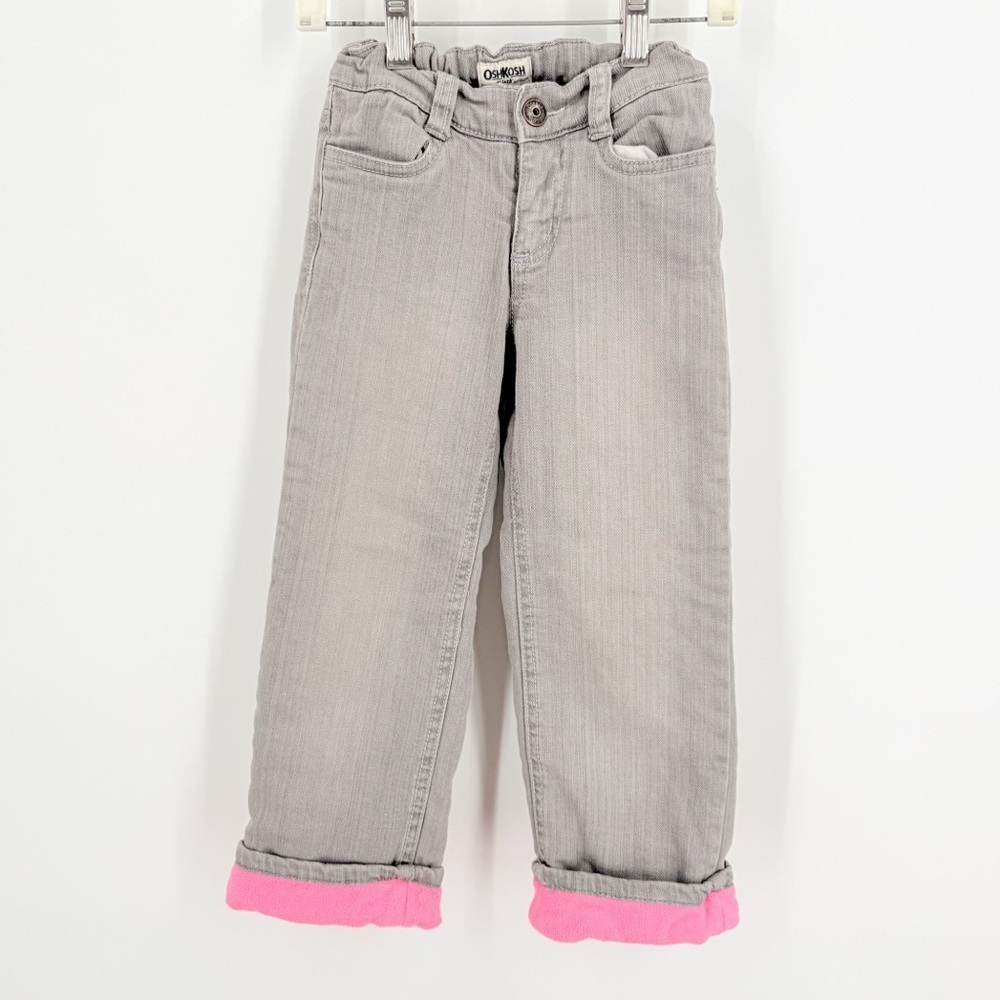 OshKosh B'gosh Gray and Pink Jeans with Stylish Cuffs